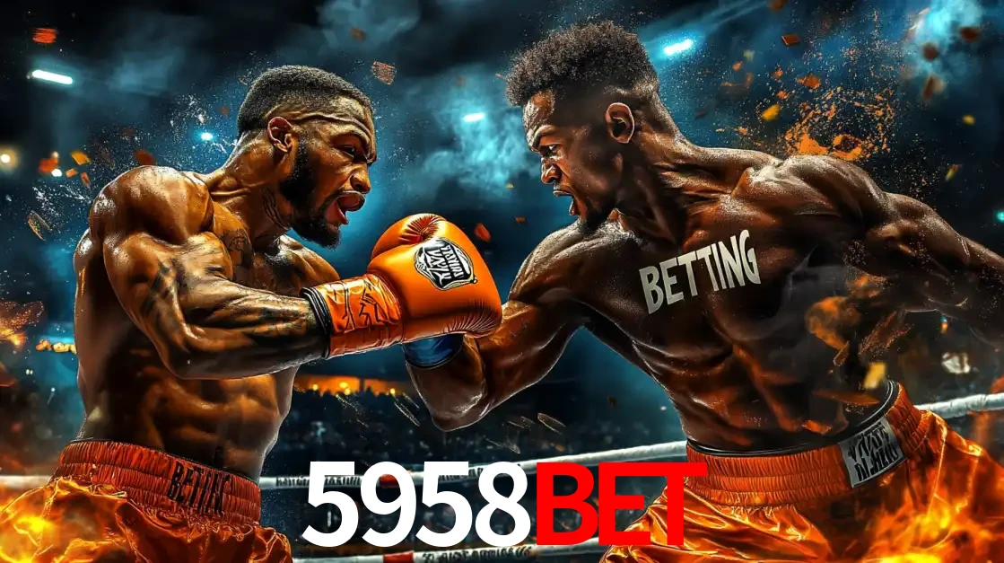 Dois boxeadores em uma luta intensa e explosiva, representando a adrenalina e as oportunidades de apostas em esportes de combate disponíveis na plataforma 5958bet.