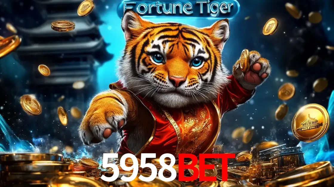 Imagem promocional do jogo de slot Fortune Tiger, com um tigre majestoso em traje tradicional cercado por uma fortuna em moedas de ouro, disponível agora no cassino 5958bet.